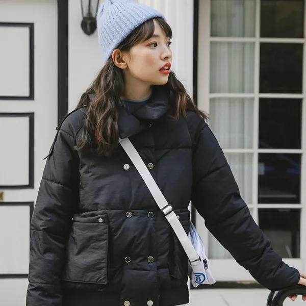 타니즈 데블 여성 겨울 블랙 패딩 숏 점퍼