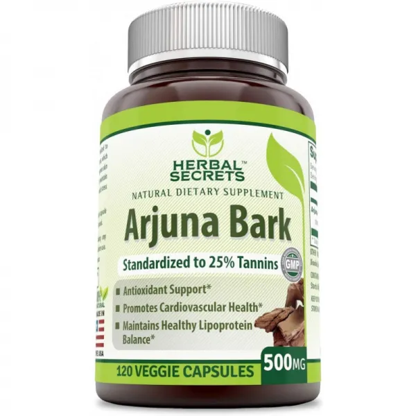 약초의 비밀 Arjuna Bark 500 Mg 120 식물성 캡슐 (비 GMO) 25 % 타닌으로 표준화-항산화 제 지원 * 심혈, 1, 단일상품
