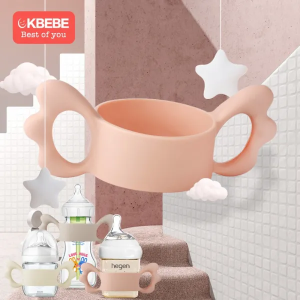 ckbebe 실리카겔 hegen 손잡이 빨대 우유병 신 안 이 유리 허 근관 구경 부품 젖꼭지 빨대 부품 핑크색 손잡이