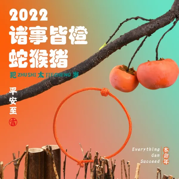 팔찌 결승기 모든 일 오렌지색 2022 호랑이 년 태세를 범하다 띠원숭이 돼지와 뱀 핸드메이드 라탄 레드 3890644381
