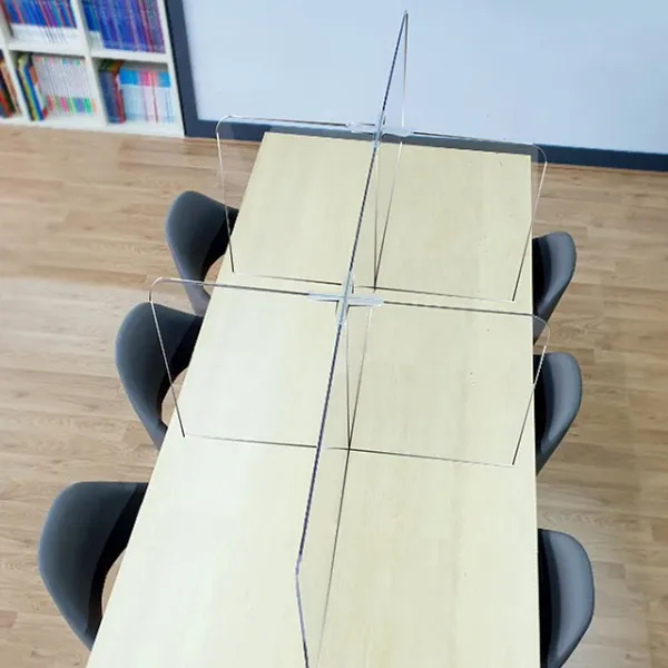 주식회사집현전 식탁 가림판 폴리카보네이트5T - 6인용 칸막이 십자결합형 양쪽개방, 높이500