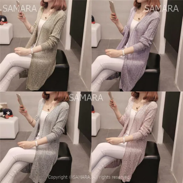 Qterra 특허브랜드 가을 미디 여자 니트 캐주얼 무지 코트 아이스 가디건