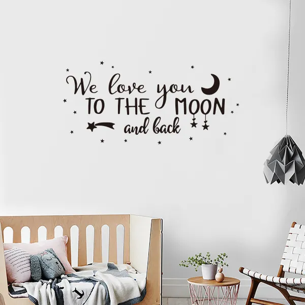 yy444 we love you moon 인용문 잠언 벽 아플리케 침실 포인트 카고