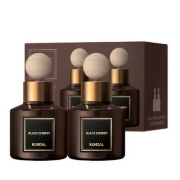 쿤달 퍼퓸 차량용 디퓨저 75ml x 2p + 우드볼스틱 2p, 블랙체리향, 1세트