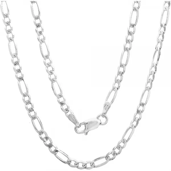 Verona Jewelers 베로나 보석상 정통 스털링 실버 925 이탈리아어 3MM 피가로 링크 체인 목걸이 실버 피가