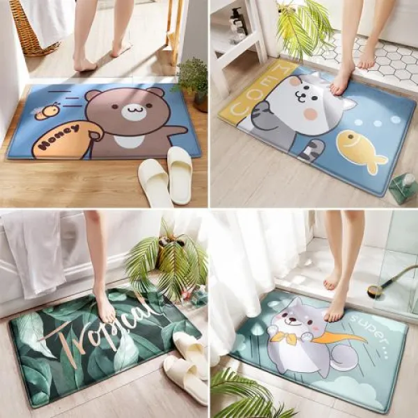흡수 가정용 카페트 샤워 도어스톱 발판 문패드 입문 욕실논슬립패드, 50x80cm/나는 배가 고프다 웅대함