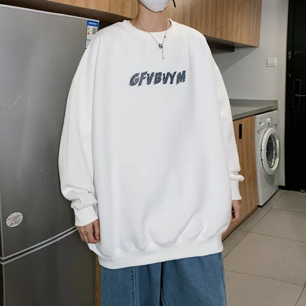 베이다 모리 란 말 리플렉터 어린 고양이 맨투맨 남자 오버핏 트렌드 뚱보 와이드 루즈핏 긴 소매 가을 룩 2