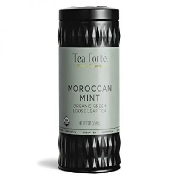 차 포트 유기농 녹차 모로코 민트 89.9g 루스 리프 티 용기 Tea Forte Organic Green Tea MOROCCAN MINT 3.17 Ounce Loose Lea, 1set