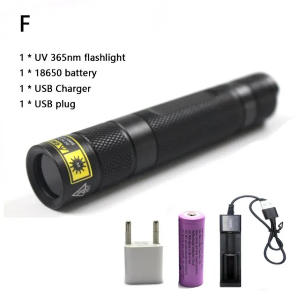 UV Led 손전등 365nm 울트라 제비꽃 자외선 Lanterna IP65 방수 보이지 않는 토치 애완 동물 얼룩 사냥 마, 06 F
