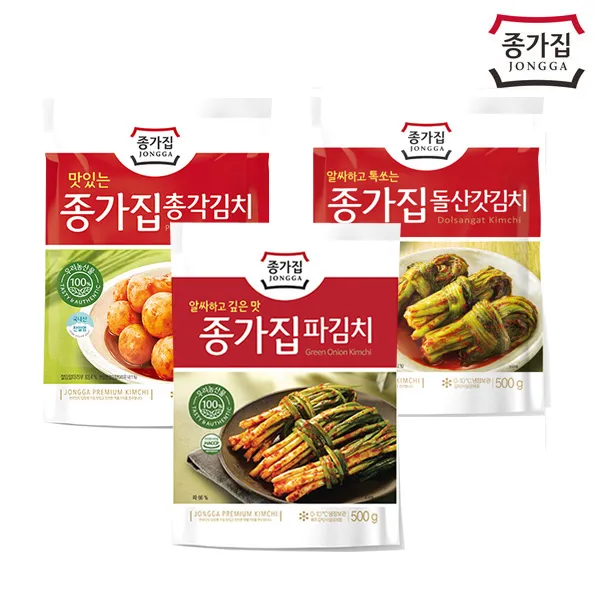 종가집 파김치 500g+돌산갓 500g+총각 500g, 3개