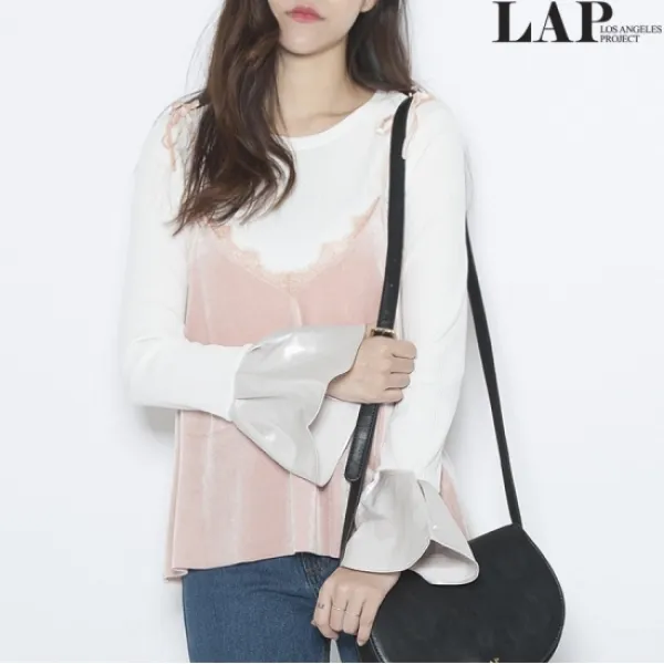 LAP 랩(LAP) made by LAP 벨소매 골지 티셔츠 AG4CT863