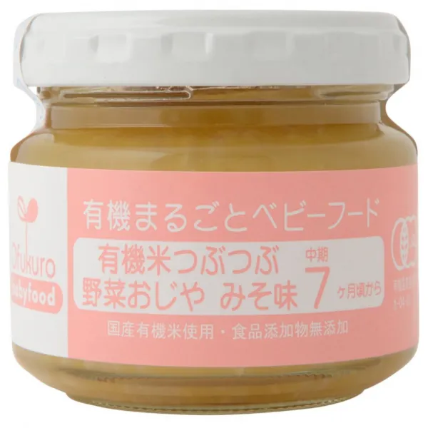 Ofukuro 有機まるごとベビーフード 有機米つぶつぶ野菜おじやみそ味 【中期7ヵ月頃から】 100g×6 Ofukuro 유기 통째로 유아식 유기농 쌀 알맹이 야채 잡탕 죽 みそ味 [중기, 1