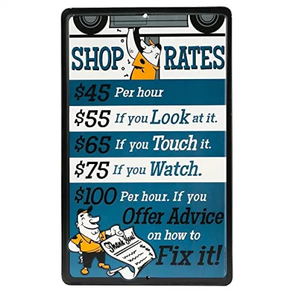 EOM Vintage Auto Shop 요금 Metal Tin Wall Art Sign-공식 라이센스 제품으로 가 - E029701MYC175C8, 기본
