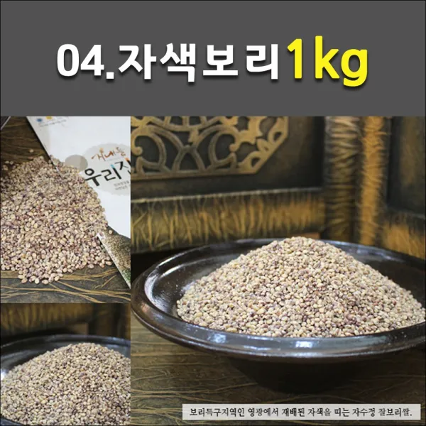 무농약 전남 백미 영광 햇보리 녹색보리 검정보리 귀리 각종 혼합잡곡, 1개, 04_자색찰보리쌀 1kg