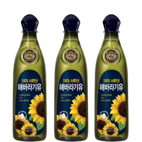 유니크앤몰 100% 스페인산 백설 해바라기유900ml, 900ml, 3개