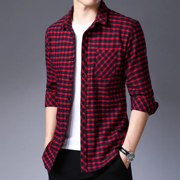 심쿵직구 남성 데이트 스타일 슬림핏 어텀 긴팔 체크무늬 셔츠