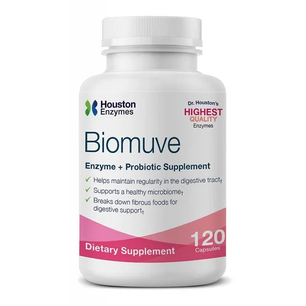 휴스턴 효소 - Biomuve - 90 캡슐 - 전문적으로 규칙 성 및 건강한 배변을 유지하기 위해 공식화 - 효소 프로바이오틱스 프리 바이