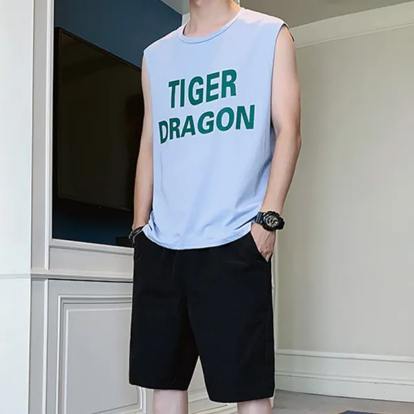 민소매 티 남성 여름 스포츠 캐주얼 나시 반바지 유찰 코디