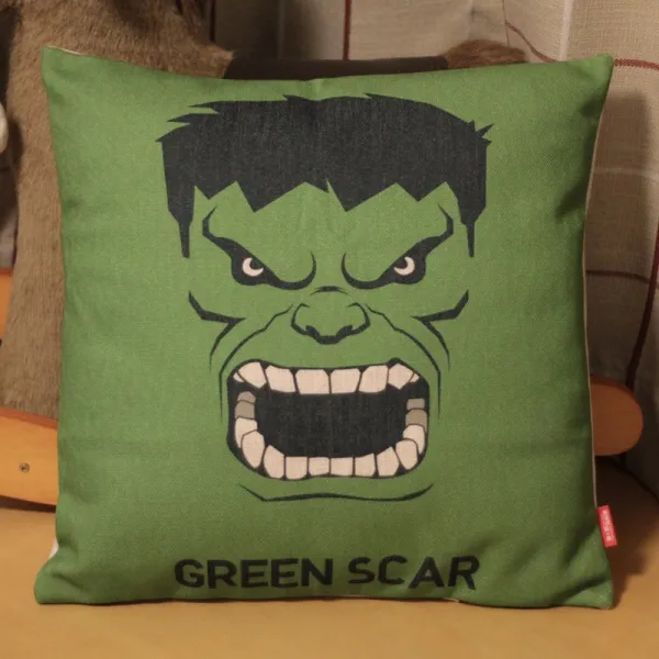 쇼파쿠션 올뉴 업그레이드 오리지널 독자적 슈퍼히어로 캡틴아메리카 애니매이션 베개 자동차 쇼파 등받이쿠션 선물 C03 헐크