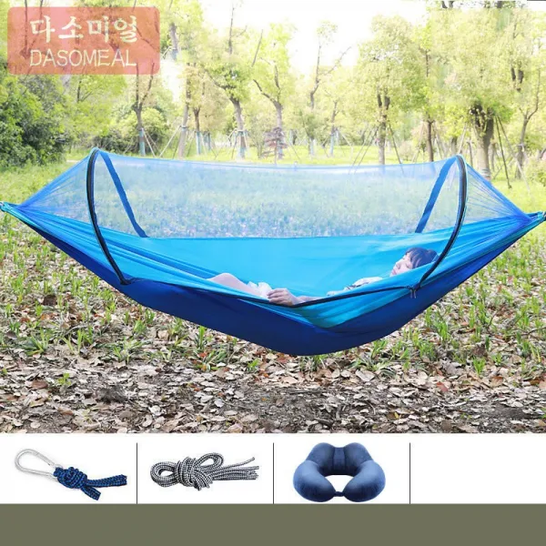 [해외 직송]다소미얼 해먹 옥외 그네 2인실 성인 모기장 어린이 그네뛰기 여름 XZ05 A29, 05 스카이블루 슈트 240*120cm