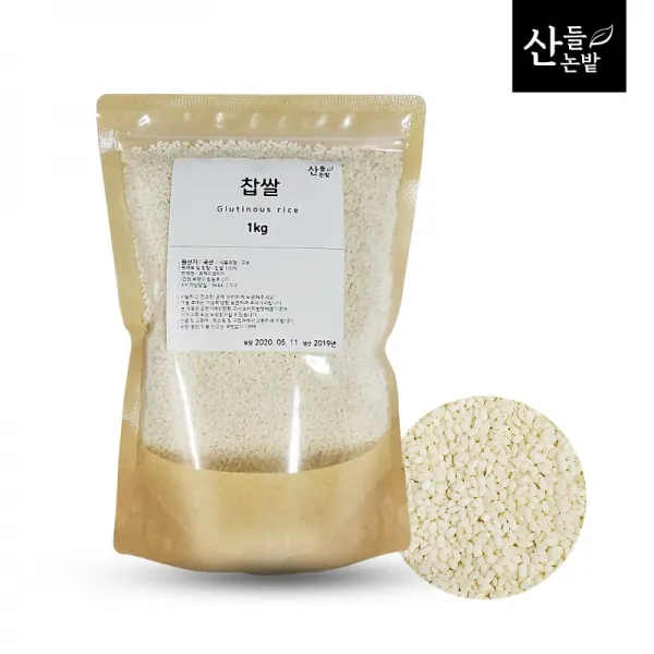 산들논밭 국산 찹쌀 1kg, 1개, 국산찹쌀(지퍼백) 1kg