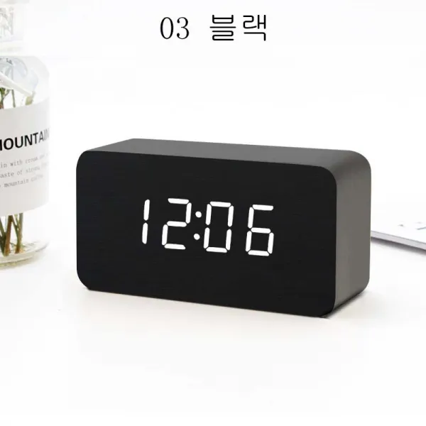 뉴타임즈13 Jx빌리온톤 조명 알람 탁상 시계 자명종 아이디어 무음 학생 침상머리 야광 현대 전자시계 패션 목조시계 심플한 좌시계 Xt03 A8 03 블랙