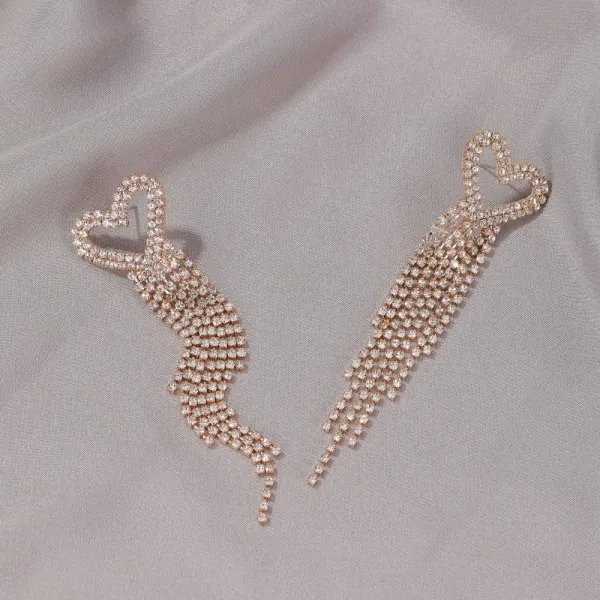 인터유 스타일리시 만추 사랑하트 태슬 드롭귀걸이 여성 신부 파티 무대 액세서리 악세사리