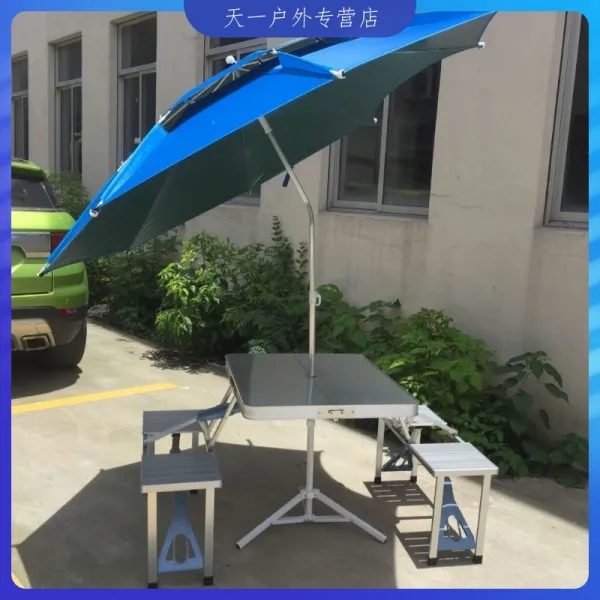 접이식테이블의 바깥쪽 노점상 밀어내기업 간이식가소테이블접이식식탁의자, 실버 탁자의자 자외선차단 방향 낚시우