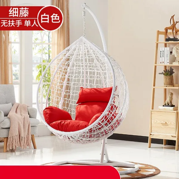 흔들의자 야외 그네 실외 그네의자 가정용 더블 곤돌라 등나무의자 마당 화원베란다 라탄 철공예, T03-싱글 화이트색 클래식한 빅사이즈 * 업그레이드