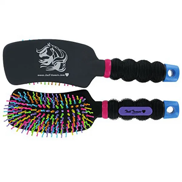 Tail Tamers 909RB Rainbow Curved Handle Mane and Tail Brush for Horses 꼬리 끌기 909RB 무지개는 말에 대한 갈기와 꼬리, 1