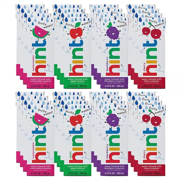 Hint Water Variety Pack 힌트 워터 4가지 과일맛 버라이어티팩 6.75 Floz (200ml) 32팩, 1개