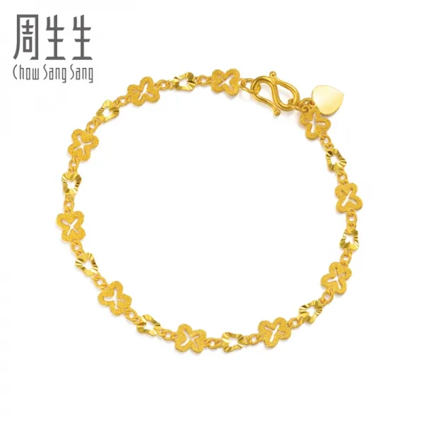 저우성 CHOW SANG SANG 황금 족금 나비 간 배 팔찌 389 54b 17cm 5.5g, 단일상품