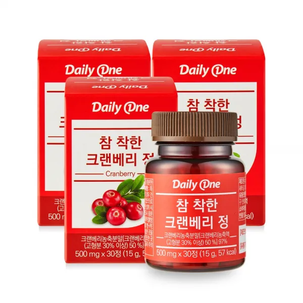 데일리원 참 착한 크랜베리 정, 3통, 30정