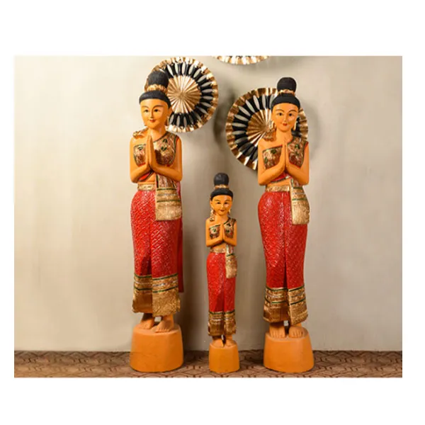 동남아 태국식당나무75cm 여인상 장식품2종택1, 01_75CM