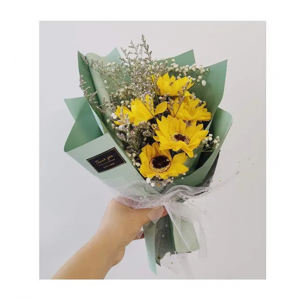 비누꽃 해바라기 별가득한하늘 드라이플라워 꽃다발 동창생선물 단짝친구 여자친구 생일 졸업 성탄, T20-본상품 안쪽의 해바라기로 비누꽃