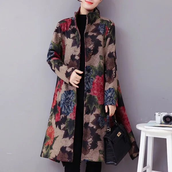뉴타임즈 18 세련된 엄마옷 플라워 롱 코트 40대50대