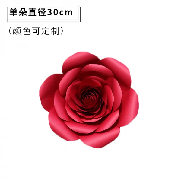종이꽃 진열창 장식 소품 결혼축하 길안내 인테리어 레드 장미꽃 벽배경 수공업, T03-단송이 꽃송이 직경 30CM