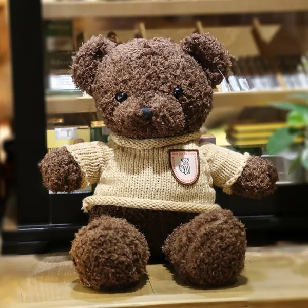 Dec.25 30번 정품 선물상자 테디베어 인형 인형 인형 뽀글이 인형 크리스마스에 여자 생일선물Z, 30cm 곰 [카드 내용 메모], 다 크 브라운 니 트 테 디 베 어