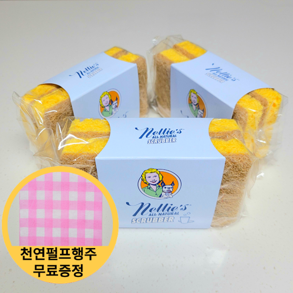 천연수세미 넬리 수세미 6개(2ea*3) 거품이잘나는 코코넛껍질 + 천연펄프 칼라행주