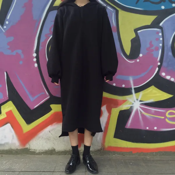 무지 기모 롱원피스 빅사이즈 맨투맨 긴소매 긴팔 풀오버기모원피스 기모티 아도니스 풀오버 A6054