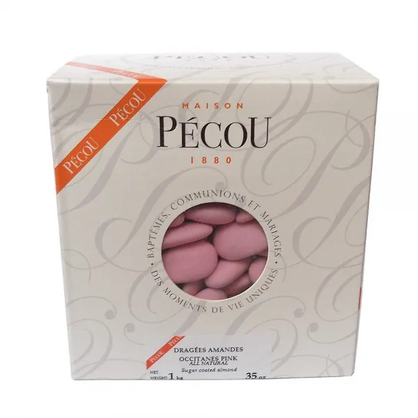 Dragees Pecou 프랑스 아몬드 당의정 (프랑스어 요르단 아몬드) 핑크 색상 1kg (2.2lbs), 선택, 상세설명참조