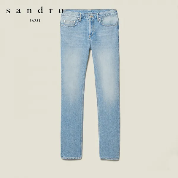 남자청바지 sandro남성복 일자핏 마름질 세척 복고 청바지 SHPJE00109, C01-빈티지블루 색