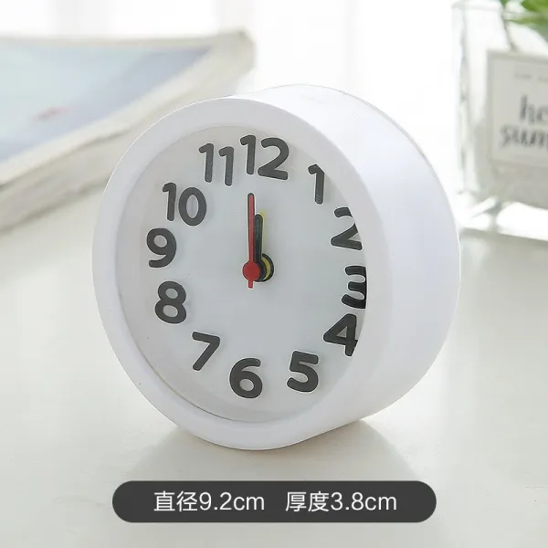 휴대용 학생 아이디어 기상 알람 여고생 귀여운 침실 테이블 시계 어린이 잠자는 게을러서 난리법석Z, 둥 근 흰 트럼펫