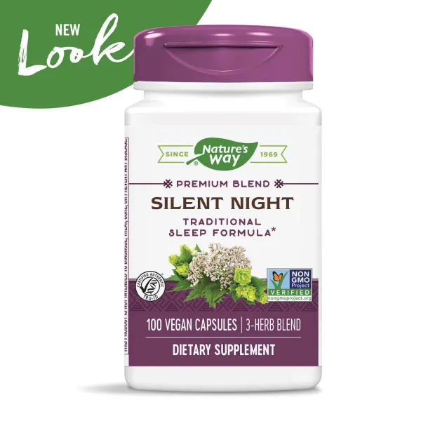 Nature's Way Silent Night 자연 수면 숙면 보조 불면 예방 비습관성 수면 보조제, 100 정