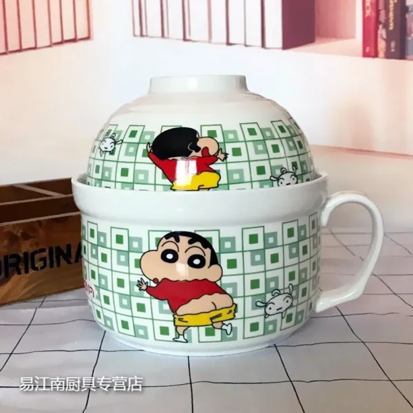 창의 적 인 일본 식 큰 국그릇 그릇 가 개 도자기 컵 귀 엽 게 캐릭터 도시락 도시락 학생 밥 그릇 그릇 그릇 그릇 그릇 그릇 그릇 그릇 세트 크레용 신 짱 구 b 종 (숟가락 젓가락 선물), 상세페이지 참조