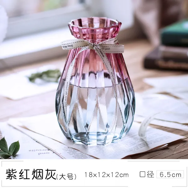 어반30 튤립 꽃병 화병 인테리어 유리 2종 세트 투명 컬러 수배부 귀죽, 자홍색 담뱃재가 점점 커지다.