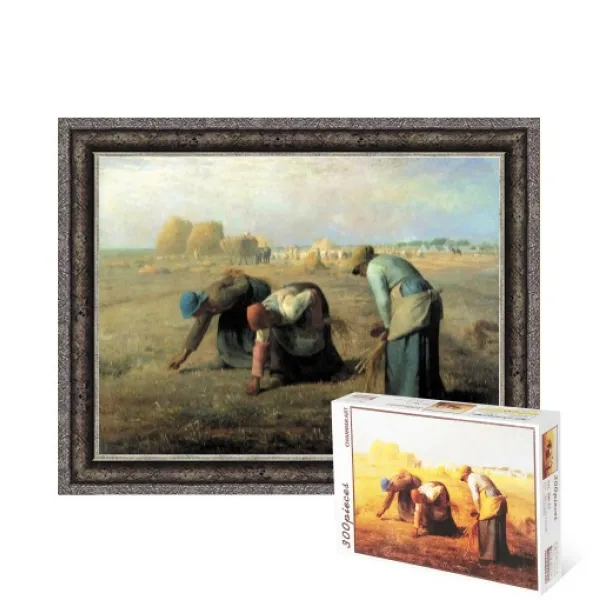 퍼즐피플 명화 직소퍼즐, 이삭줍기 300피스 액자포함(엔틱실버), 300p