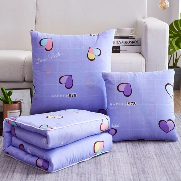 등쿠션 쿠션담요 겸용 다용도 사무실 휴식베개 여름이불 쇼파 에어컨 자동차 이불, T07-기쁨 심정 40*40오픈 105*150cm-9F