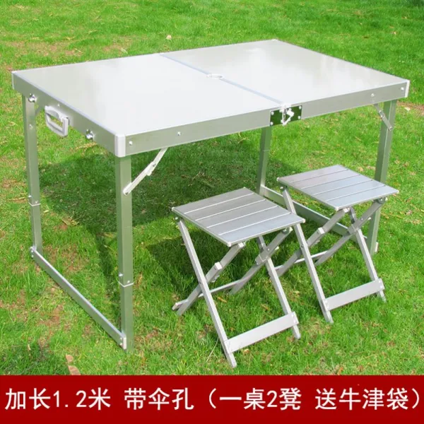 야외테이블 접이식 식탁 원형 접이식탁자 책상 소형 호텔 둥근판 편리한 휴대용 원형테이블, T22-1.2베이지추가 구멍 이 생기다 테이블의자(테이블 1개 2대변)