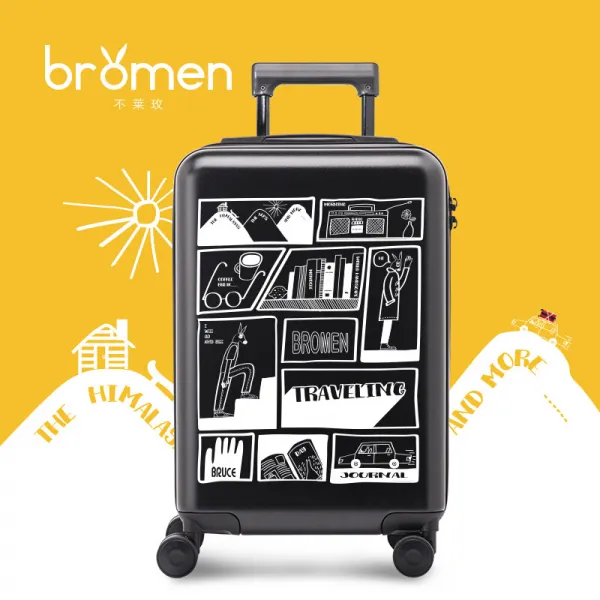 브로먼 배그스 (bromen bags) 브루스 소극장 시리즈 PC 정음 드로잉 박스 남녀 트렁크 암호 트렁크 20인치